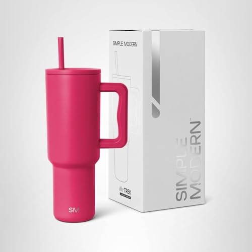 Simple Modern 40 oz Trek Tumbler with Handle and Straw Lid | Cup Holder Friendly Insulated Stainless Steel Travel Mug | Berry Twist
