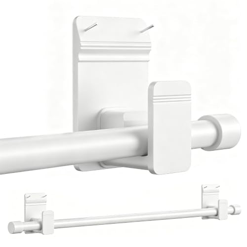 SIMEWIN No Drill Curtain Rod 30-45 Inches - Modern White, Dual Support