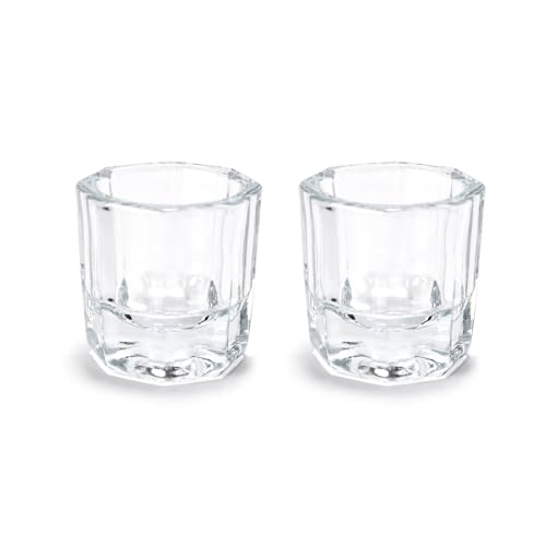 KAZIPOP 2Pcs Clear Glass Dappen Dish Cup for Acrylic Nail Monomer Liquid