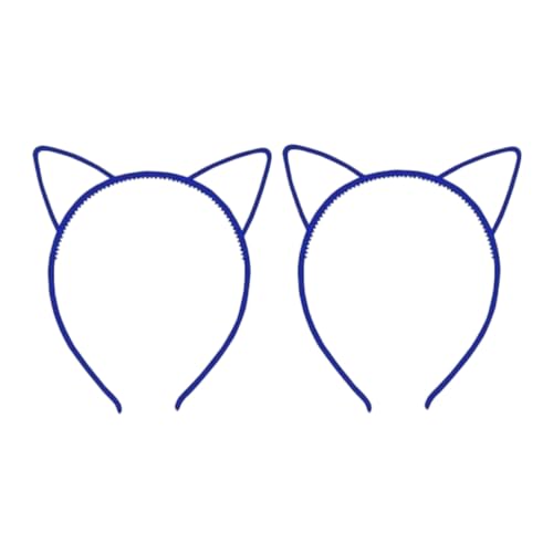 Blue Plastic Cat Ears Headband 2-Piece Set for Women