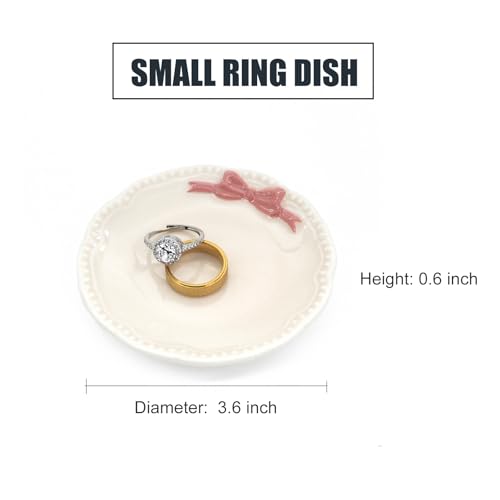 Ceramic Ring Holder Dish with Pink Bow | Ardax Bowknot Design