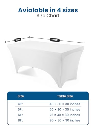 Utopia Kitchen 4FT Spandex Tablecloth - White Stretch Cover (2 Pack)