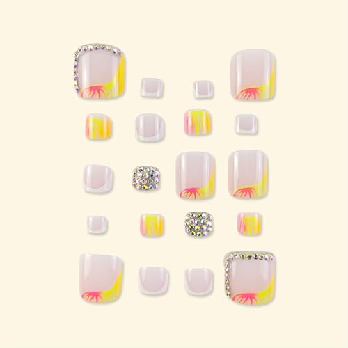 Press on Toenails with Designs and Charms Acrylic False Toe Nails JZ065