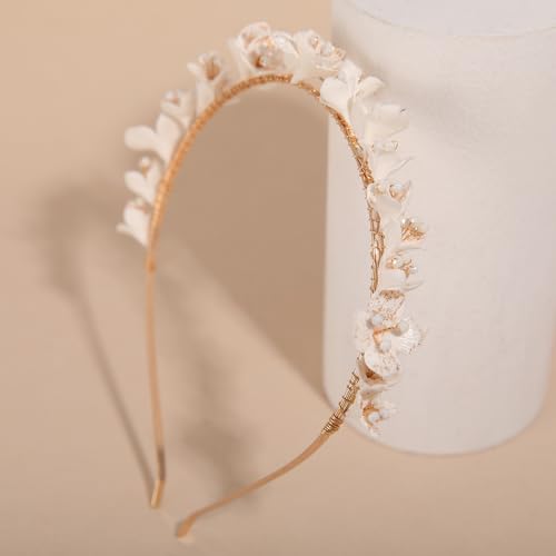 Bridal Gold Wedding Headband Hair Accessories for Women and Bridesmaids