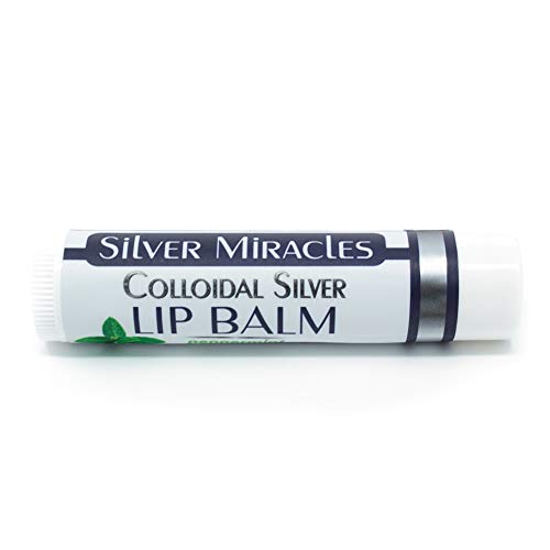 Silver Miracles Colloidal Silver Peppermint Lip Balm – Hydrating & Moisturizing All-Natural Lip Care with Beeswax and Almond Oil