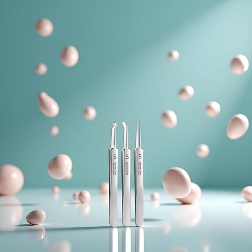 Zhuluck 3-Piece Blackhead Remover Tweezer Kit with Storage Box