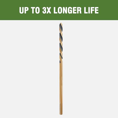 1/8 x 8 Inch Extra Long Drill Bits (3 Pack), Aircraft Drill Bit Black and Gold M2 HSS for Wood, Plastic, Thin Metal Sheet