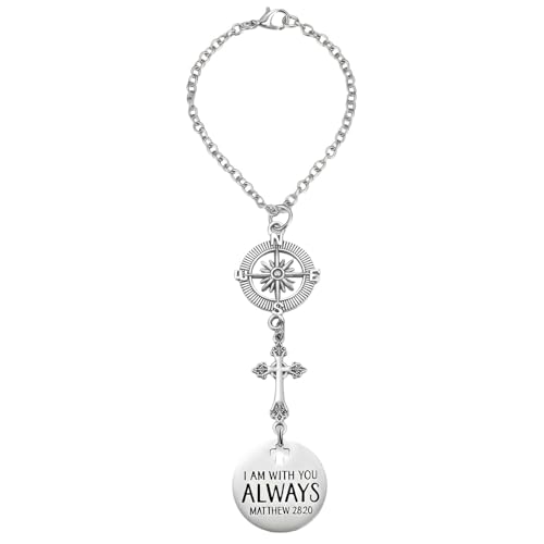 Christian Cross & Compass Car Hanging Ornament with Psalm 91:11