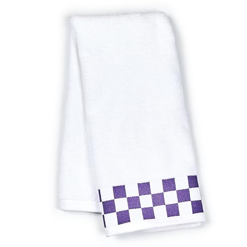 MacKenzie-Childs Cotton Hand Towel - Plum Check Border Decorative Towel