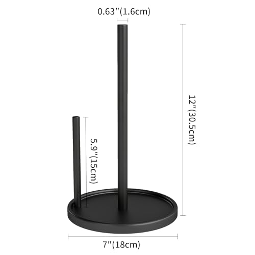 Jesginboo Black Paper Towel Holder with Weighted Base - Durable Stainless Steel