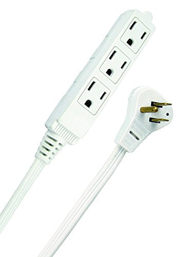 Woods 13-Foot SlimLine Angled Flat Plug Extension Cord, 3 Grounded Outlets