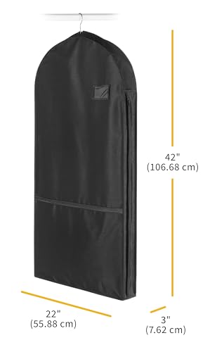 Whitmor Deluxe Garment Bag with Zipper Pocket - 42" Black, 3 Pack