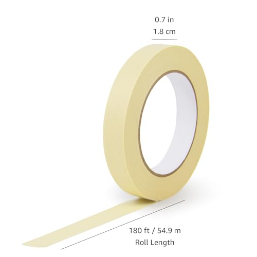 Amazon Basics Low Tack Masking Tape, 0.7 Inch x 180 Feet, 3-Pack
