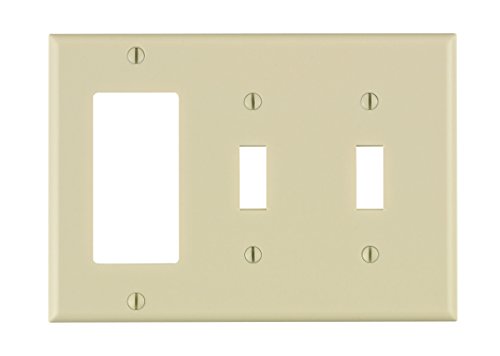 Leviton 3-Gang Wallplate for 2 Toggle & 1 Decora Device - Light Almond