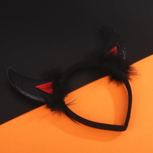 Sither Red and Black Devil Horns Headband for Halloween Party Costume