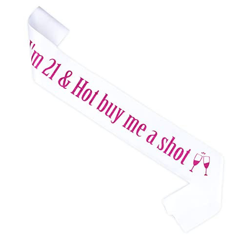 Rose Gold 21st Birthday Sash for Women - I'm 21 & Hot