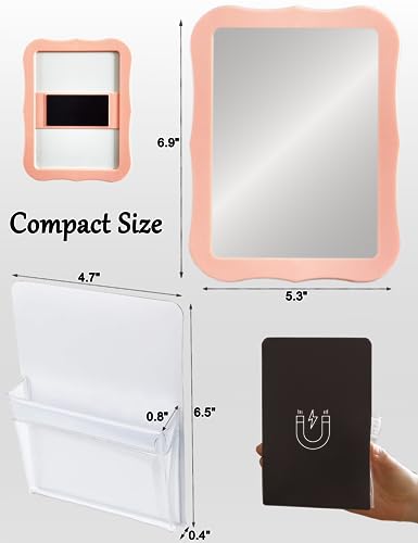 Magnetic Locker Mirror with Pen Holder Pink Accessory Kit