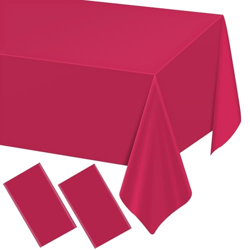 Bright Red Disposable Tablecloths - 2 Pack, 54" x 108" for Events
