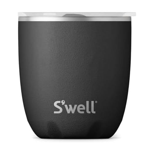 S'well Stainless Steel Tumbler with Slide-Open Lid, 10oz, Onyx, Triple Layered Vacuum Insulated Containers Keeps Drinks Colder and Hotter for Longer, BPA Free