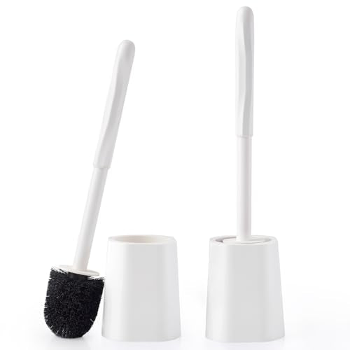 Toilet Brush and Holder Set - 2 Pack with Ergonomic Handle for Deep Cleaning
