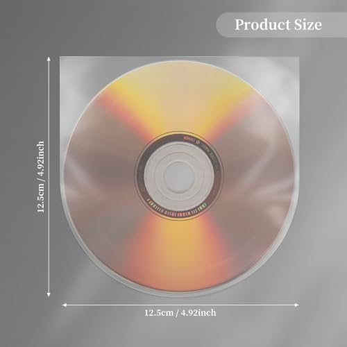50 PCS Anti-Static CD/DVD Sleeves - Clear Plastic Storage for 5-Inch Discs