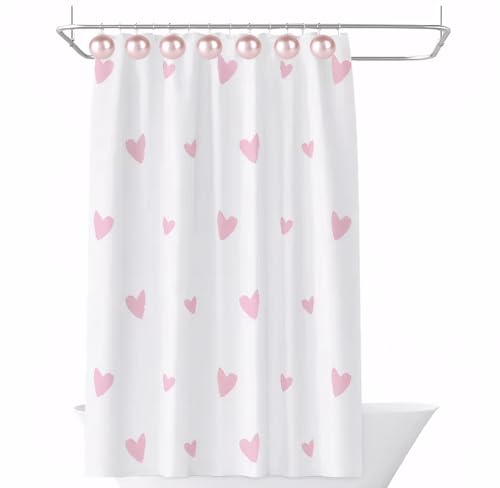 Pink Pearl Shower Curtain Hooks 12PCS Stainless Steel Anti-Rust Bathroom Decor