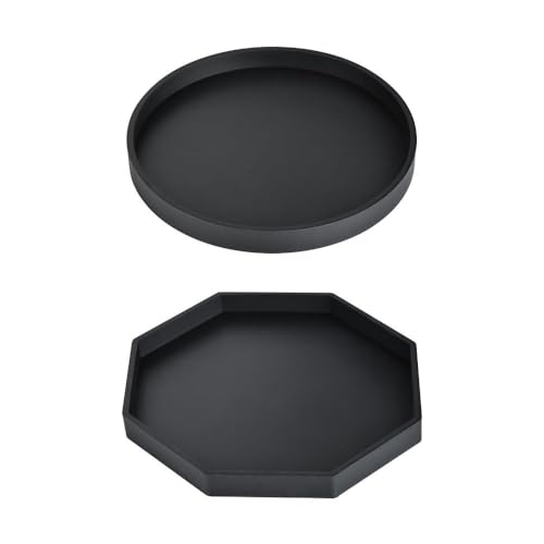 2-Piece Silicone Bathroom Vanity Tray Set - Round & Octagon, 7 Inch