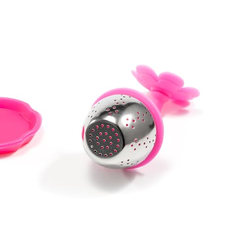 Leaf-Shaped 1.5 Inch Stainless Steel Tea Infuser - Rose Pink