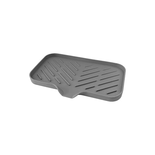 Silicone Soap Dish with Self-Draining Spout - Gray Kitchen & Bathroom Organizer