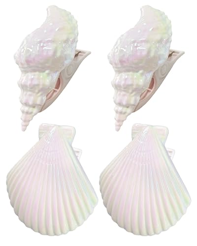 Seashell Beach Towel Clips for Pool and Cruise Chairs, 4-Piece Set