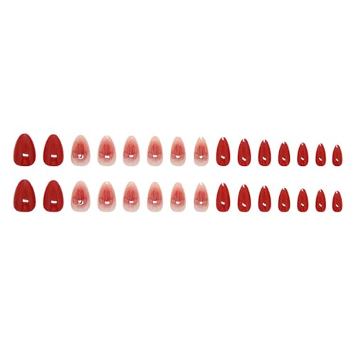 ZIFANHU Valentine Short Almond Press on Nails with Bow and Glitter