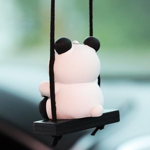 Panda Swinging Cartoon Animal Car Hanging Ornament - Cute Rear View Mirror Pendant