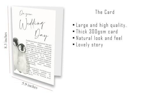 Penguin Wedding Greeting Card with Keepsake Wooden Windcatcher