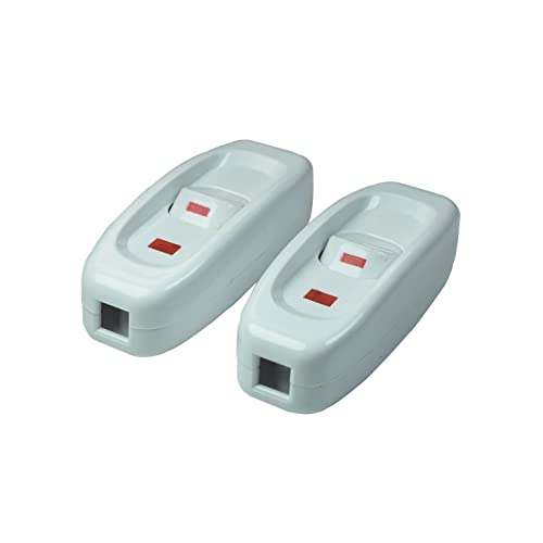 Inline Cord Switch 10A 250V LED Rocker Lamp Switch White 2 Pack