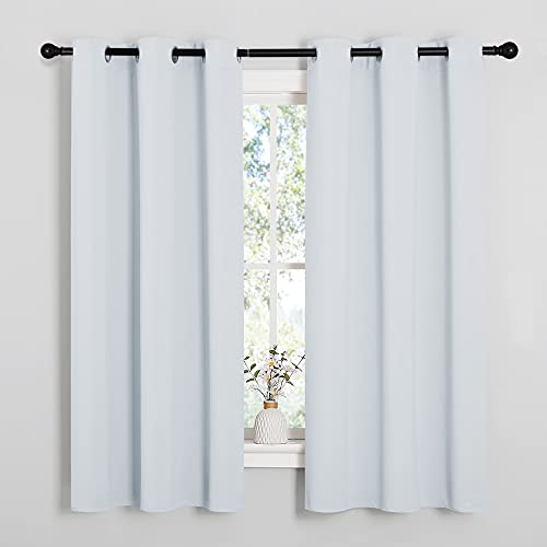 NICETOWN Thermal Insulated Grommet Room Darkening Curtains - 42" x 63" (2 Panels, Platinum-Greyish White)