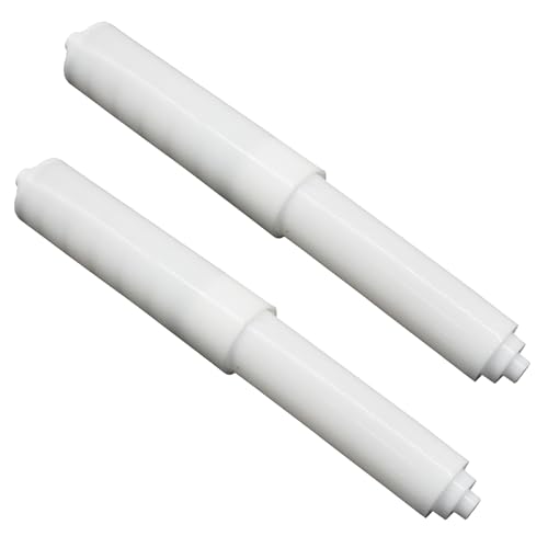 OSVJE Universal Toilet Paper Holder Roller 2 Pack - White Spring Loaded Replacement Rod
