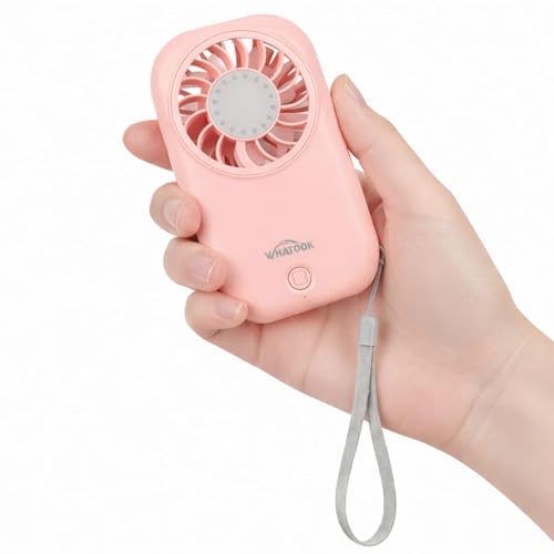 WHATOOK Pink Mini Fan - Portable 5-Speed Handheld USB Fan