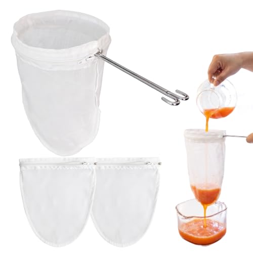 Nut Milk Strainer Bag Set with Stainless Steel Handle - 4 Piece Kit