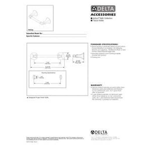 DELTA FAUCET 76450-SS Ashlyn Wall Mount Pivot Arm Toilet Paper Holder Bath Hardware Accessory in Stainless Steel