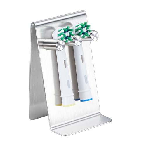 Oukimly Small Silver Electric Toothbrush Head Holder Wall or Tabletop Mount, Rustproof Bathroom Organizer