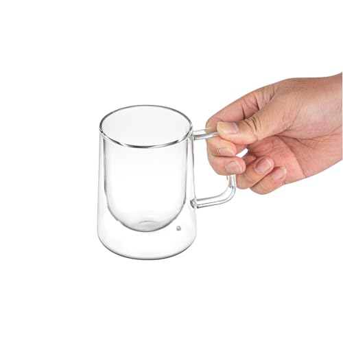 Restaurantware Glass Espresso Cups 12 Count 10 Ounces Borosilicate Double Wall Glass Coffee Mugs Insulated Clear Tea Drinkware for Hot or Cold Beverages