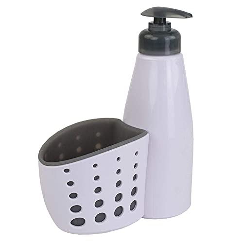 JOEY'Z Countertop Soap Dispenser with Perforated Sponge Holder - White