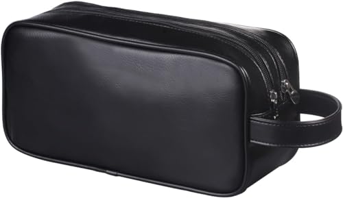 PU Leather Travel Toiletry Bag & Makeup Organizer, Black