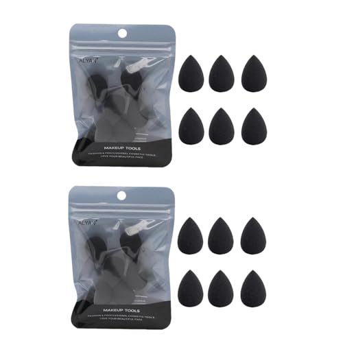 12 Pcs Mini Makeup Sponge Set - Soft Black Beauty Sponges for Foundation & Concealer