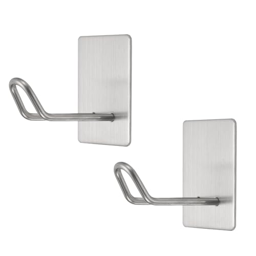 HARFINGTON Waterproof Stainless Steel Adhesive Wall Hooks - 2 Pack