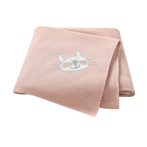 Hadetoto Baby Blanket for Boys & Girls - Cat Pink 40x30 Inch Soft Cotton Swaddle