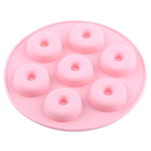 7-Cavity Silicone Donut Mold for Chocolate & Candy - Pink