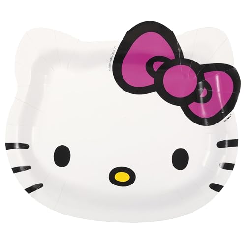 Hello Kitty Shaped Paper Plates - 8.5" x 7.38" (Pack of 8) for Kids' Parties