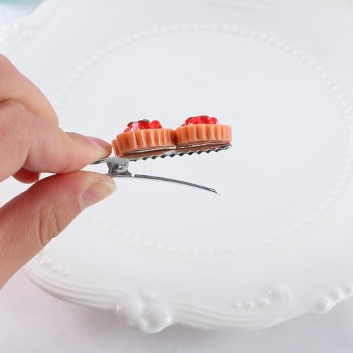Smiley Pizza Hair Clips 2Pcs - Cute Non-Slip Food Hair Accessories