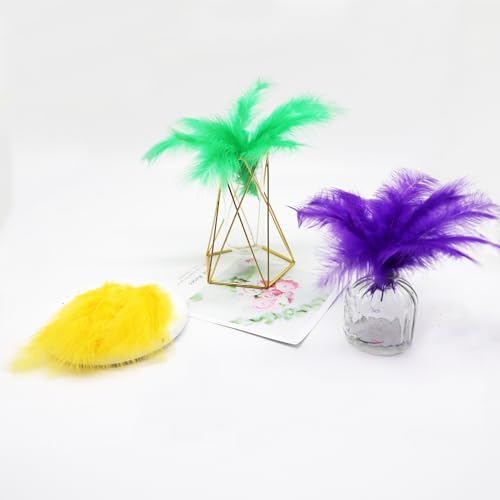 Bulk 300PCS Mardi Gras Turkey Feathers - 4-6 Inch Purple Green Gold
